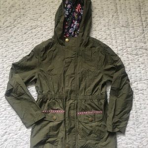 Cat & Jack girls army green hooded jacket